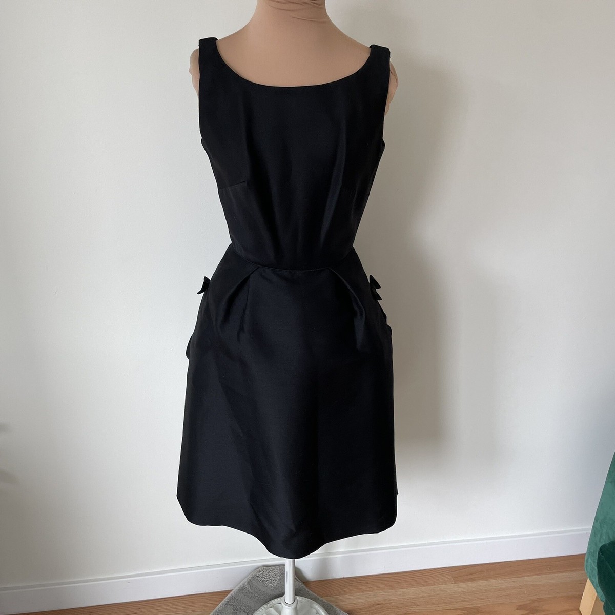 Vintage Evelyn Mcgill Black Side Bow Detail A-Line Sleeveless 