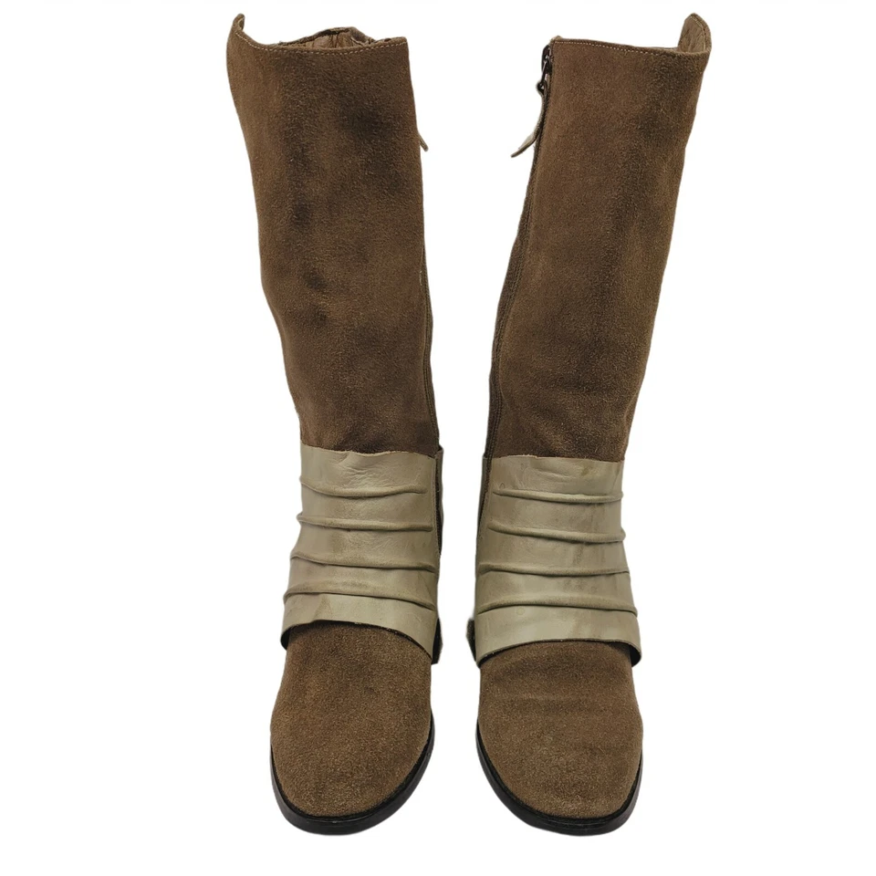 Botas de montar de cuero antílope marrón y beige gamuza con cremallera únicas talla 36 (5,5-6) Foto 2 de 4