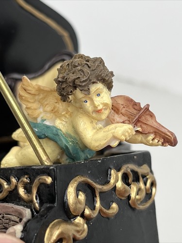 PIANO w/CHERUBS MUSICAL Box Revolving Cherubs Valentine's Day Simson - WORKS - Picture 8 of 15