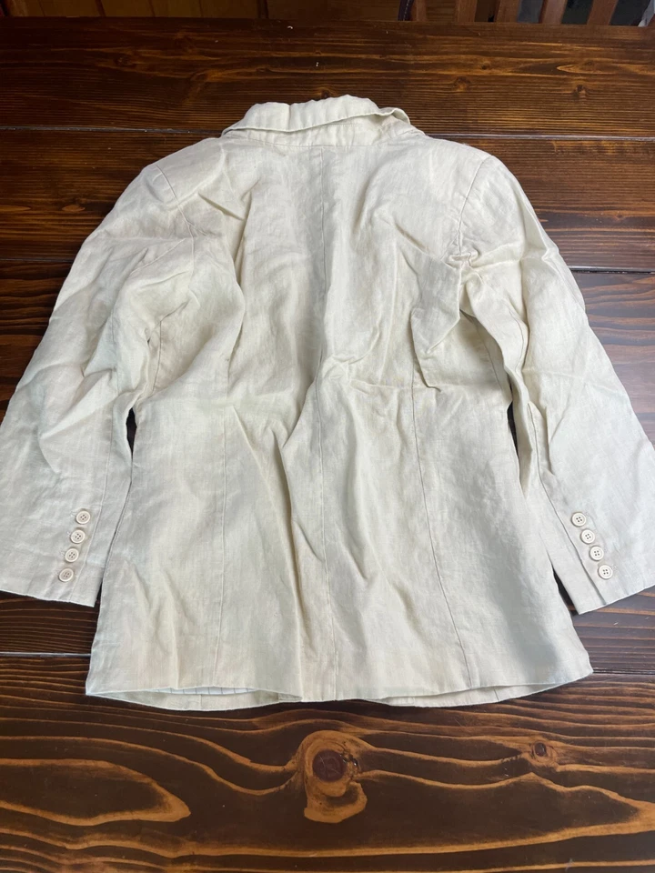 Abrigo Blazer Love Tree Para Mujer Talla Grande Crema Un Botón Cierre Bolsillos Foto 2 de 4