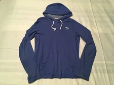 Abercrombie Hooded Shirt Mens Small Blue Pullover Hoodie Logo Drawstring Nice
