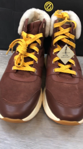 Cole Haan Zerøgrand Flex Damen Stiefel Braun Leder Wasserdicht Fell Komfort Schuhe - Video 1 von 1