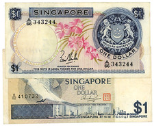 Singapore ... P-1a, 9 ... 1 Dollars ... ND (1971-76)  ...  *VF+*  😃 … Two notes