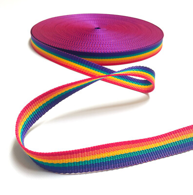 25 mm Polypropylen Gurtband Stolz/Regenbogen 1m - 50 Meter Nähsäcke Riemen