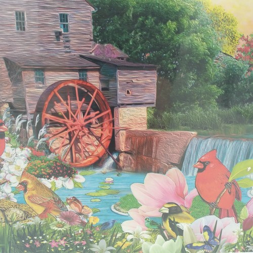 1000 Piece Puzzle Watermill Scenery & USA Bird Northern Cardinal Weir Ages 14+ - Picture 8 of 10