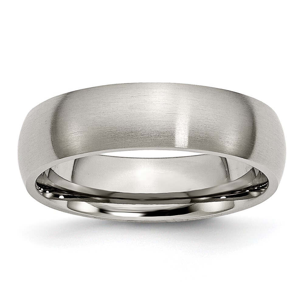 Titanium Brushed 6mm Half Round Band Ring Size 6 for Men 3.23gm