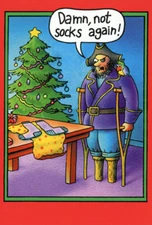 Pirate Peg Leg Socks Stan Eales Humorous  Funny Nobleworks Christmas Card