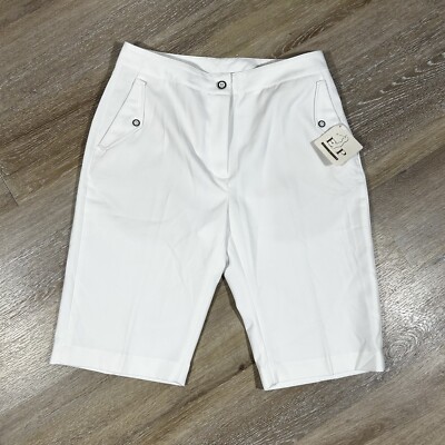 New EP Pro Golf Shorts Women's Size 6 Bermuda White Chino Pocket Flaps