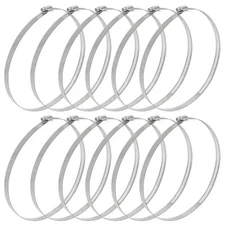 Awoco 8” Stainless Steel 194-216 mm Adjustable Worm Gear Duct Clamp, Pack of 12