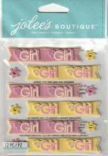 Jolee's Boutique 3D Stickers BABY GIRL BANNERS Shower 97538 Fast FREE Ship 