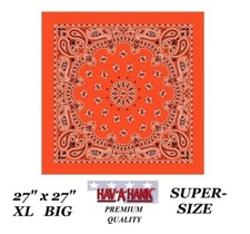 Hav-A-Hank XL ORANGE PAISLEY BANDANA 27" COTTON BANDANNA SCARVE Head Wrap Scarf