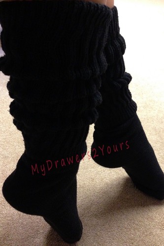 TAMARA SLOUCH SOCKS Extra Long Thick Ribbed Leg Warmer Style WHITE One Size XL - Picture 4 of 5