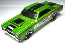 2010 HOT WHEELS '68 DODGE DART MOPAR GREEN 1:64 DIECAST 3" CAR W/ BLACK STRIPE