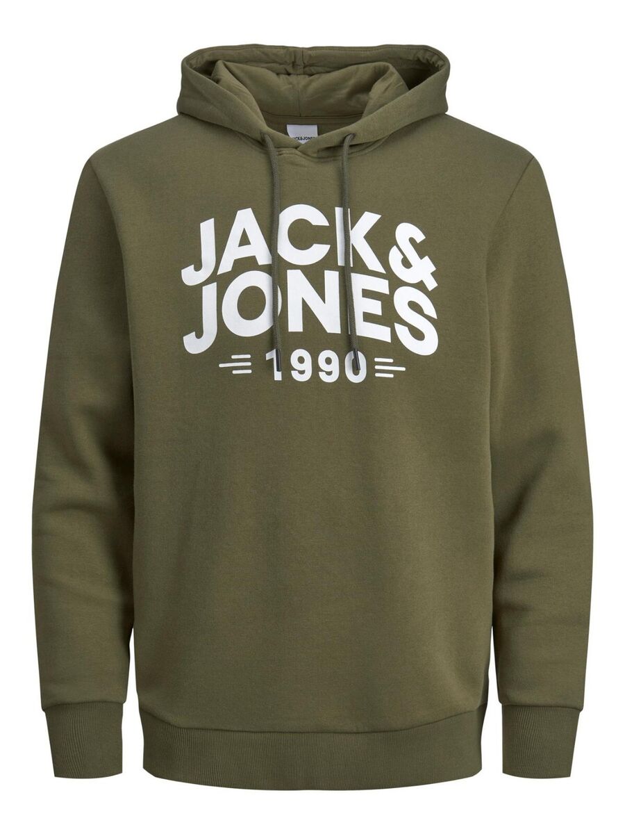 Sudaderas Con Y Sin Capucha Jack & Jones Hombre  Sudadera Con Capucha  Verde Con Logo En Forma De Sello De Originals Oliva Polvorienta > Falimcicek