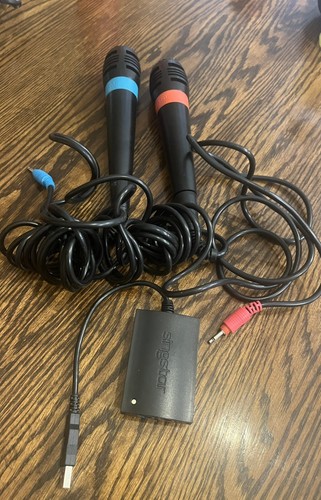 Singstar Microphones with USB Converter Dongle Sony Playstation PS2 PS3 Tested