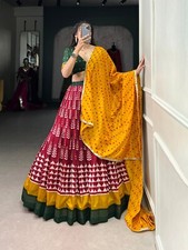New Arrival Maroon Tussar Silk Lehenga Choli With Dola Silk Dupatta For Women