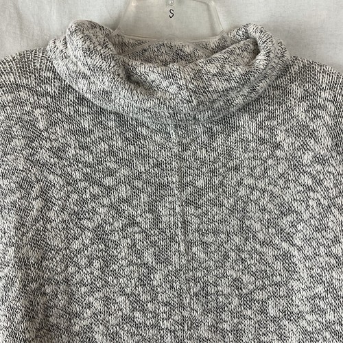 NWOT Lou & Grey Poncho Knit Top Grey White Heather Draw String Cowl Oversized XS - Picture 7 of 9