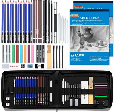 Shuttle Art Zeichenset 52-teiliges Zeichenstifte Malset Graphitstift Skizzenbuch