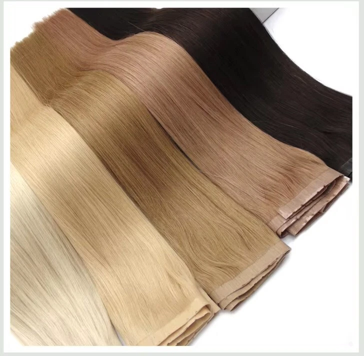 Extensiones de cabello humano 100 % virgen trama de agujero pequeño ruso invisible doble dibujo Foto 2 de 4