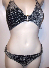 NEW GOTTEX 2 pc halter bikini swimsuit black ivory 8 PANTERA
