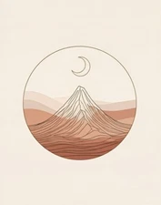 Digital Minimalist Line Art Mountain Sketch - Modern Abstract Wall Art Print