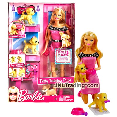 Year 2009 Barbie 12 Inch Doll Set POTTY TRAINING PUPS T9397 with Caucasian Model