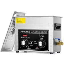 CREWORKS 6L Quiet Digital Ultrasonic Cleaner with Heater Timer & Degas Mode