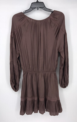 Mustard Seed Truffle Lace Trim Detail Ruffle Dress Womens Size Small  Pockets NWT | eBay