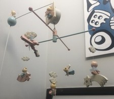 Vintage IMRI Hand Painted Baby Angels Mobile