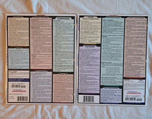 Bar Charts Quick Study Guide Public Speaking English Grammar & Punctuation - Picture 2 of 2