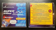 2 Imation Super Disk with ENCRYPTION TECHNOLOGY, 120 MB, PC BARELY USED