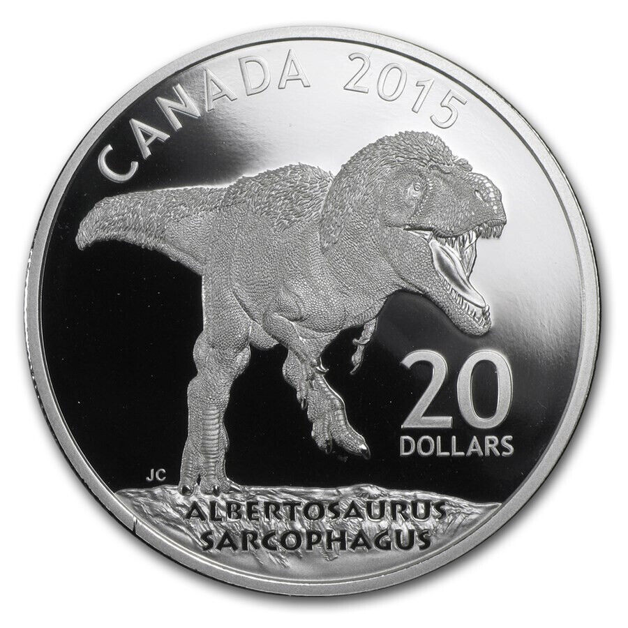 CANADA $20 2015 Silver 1oz. Proof 'Canadian Dinosaurs - Albertosaurus'