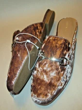 NEW Merona Kona Womens 7.5 Blush Velour Horsebit Design Flat Comfort Slide Mules