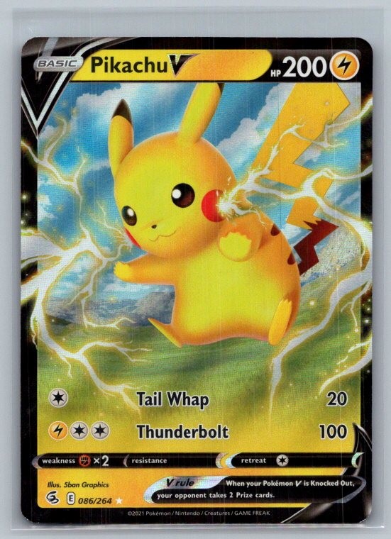 Pikachu V 086/264 Holo V Rare Fusion Strike Pokemon Near Mint