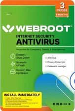 Webroot - Internet Security with Antivirus Protection 3 Devices 6-Month Subs