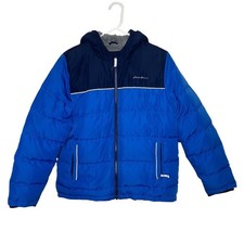 Eddie Bauer Kids BOYS CLASSIC DOWN FLEECE LINED HOODED JACKET Size Large 14 Blue