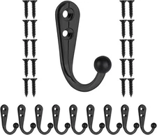 HAHAYOO 10 PCS Wall Coat Hooks, Black Heavy Duty Metal for Coats, Hats, Bags