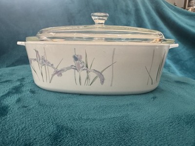 Vintage Corning Ware Shadow Iris Casserole A-2-B  2 Liter with Pyrex A-9-C Lid