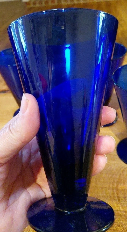 Colonial Williamsburg Handcrafted Shrub Glasses Cobalt Blue 8oz Set of 4 - Image 4 of 4