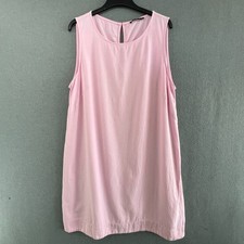 M&S Linen Blend Dress UK 22 Pink Sleeveless Summer Holiday Plus Size