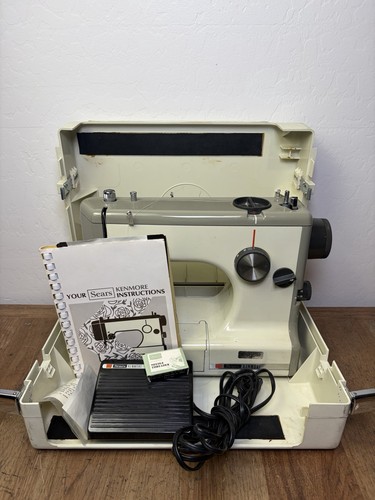 Vintage Sears Kenmore Rose Case Sewing Machine Runs Model 158-10302 Complete