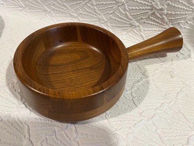 Vintage Solid American Walnut Bowl with Handle 