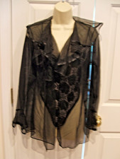 New in pkg corrina 2 pc black LACE TEDDY and sheer coat made in usa medium