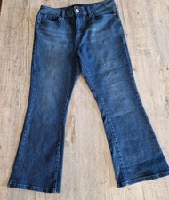 Womens F&F  Medium Blue  Cropped Kick Flare Stretch Jeans UK Size 12  23" Leg