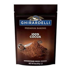GHIRARDELLI Premium Baking Cocoa 100% Unsweetened Cocoa Powder, Six 8 Oz Pouches