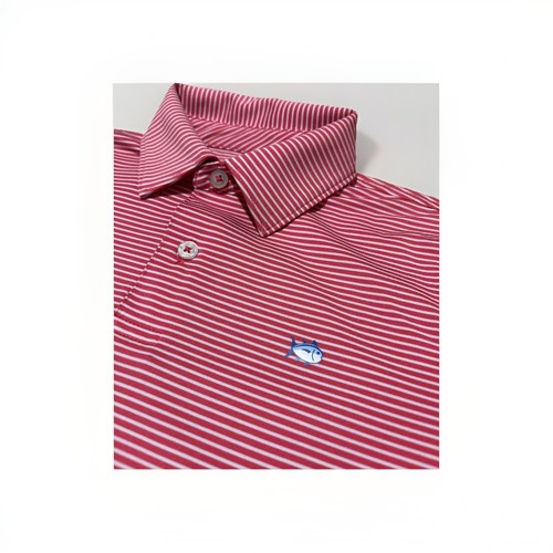 Southern Tide Kids Polo, Red And White Stripes, Size Large - Picture 2 of 3