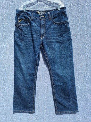 Ariat Jeans Mens 36X30 M4 Rebar Relaxed Boot Cut Stretch Work Dark Blue - Picture 2 of 12