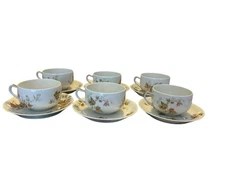 Vintage Haviland & Co Limoges France Maple Leaf Set of 6 Cups & 7 Saucers Plates
