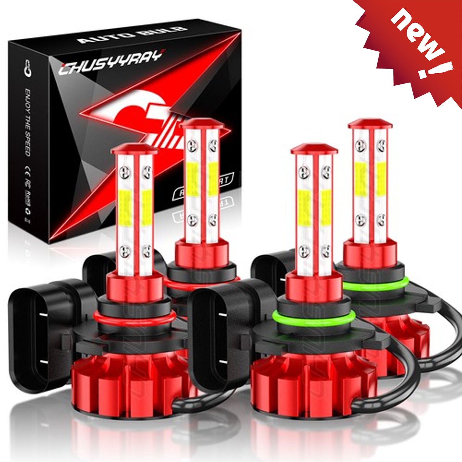 4pcs 9005 9006 Super White Combo LED Headlight Kit High Low Beam Fog Bulbs 6000K