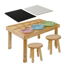 Sensory Table for Toddlers 1-3 with 2 Chairs, Wooden Kid Activity Table